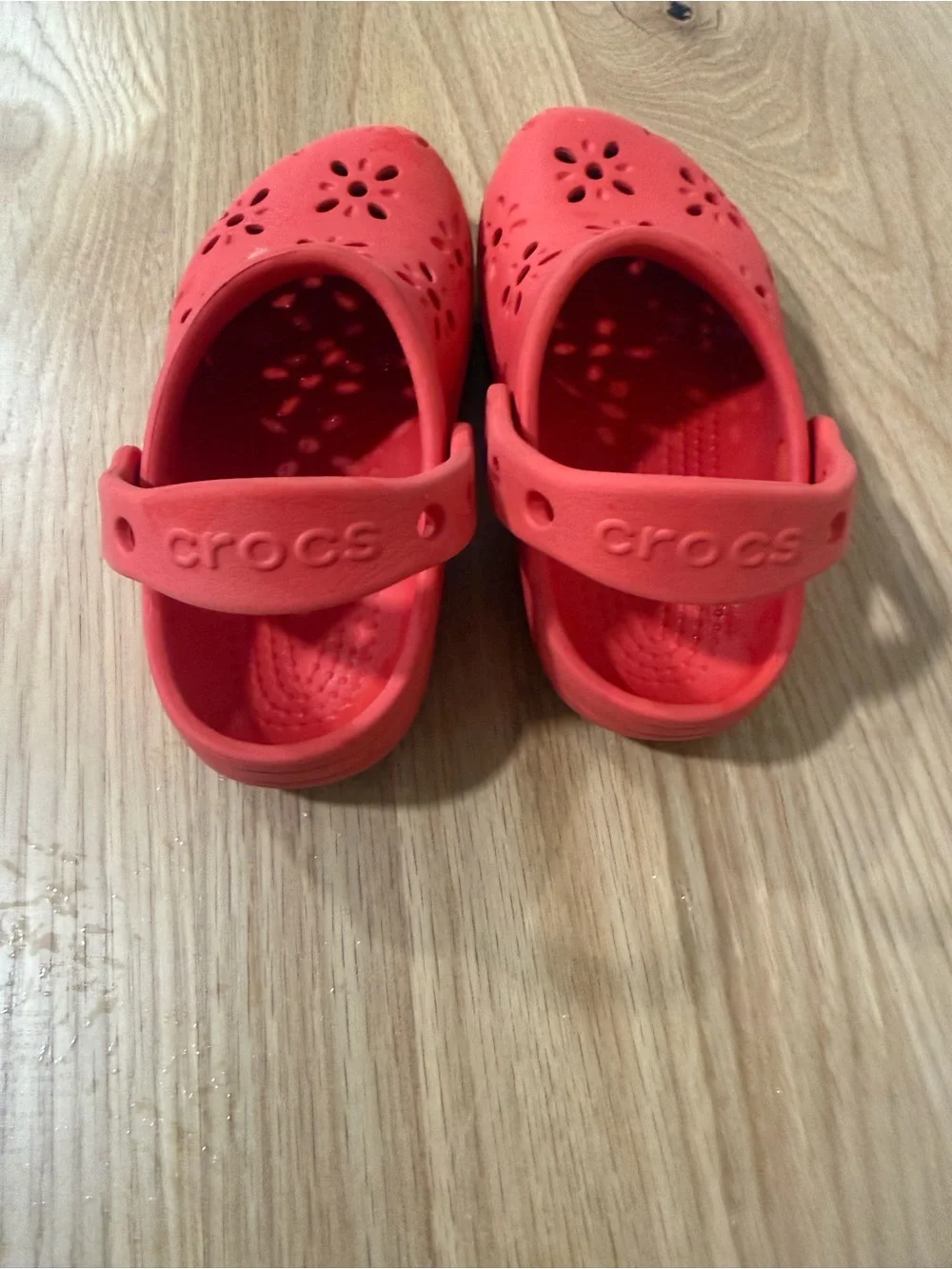 CROCS Kids Red Floral Cutout Clogs